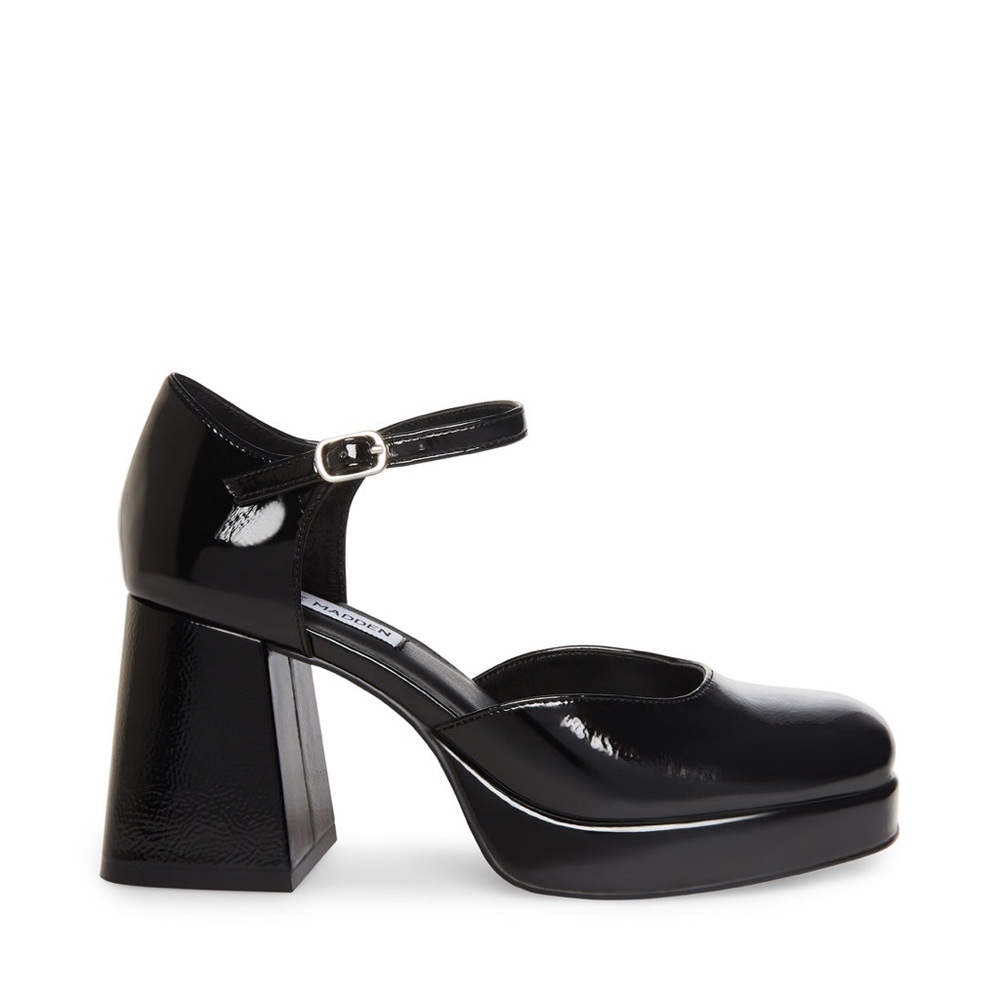NWOB Steve Madden Mimi Black Patent Chunky Mary-Jane